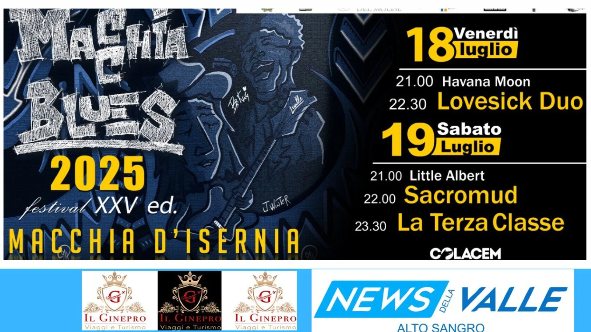 Macchia d’Isernia: appuntamento da non perdere con l’edizione 2025 del Macchia Blues Festival. Eventi musicali in programma il 18e19 luglio.